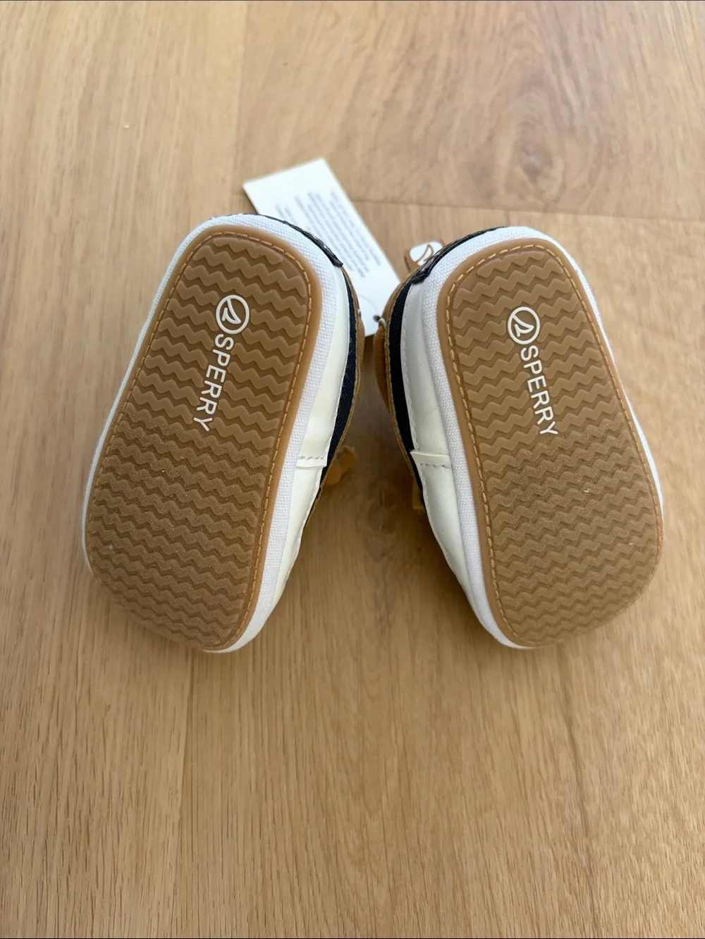 Sperry Baby Size 3 Navy and Tan Boat Moccasins